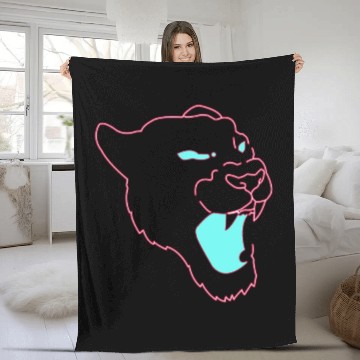 Discover Neon Panther Graphic Illustration hipster yellow Fleece Blankets