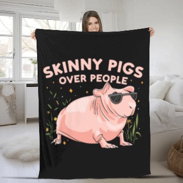 Discover Hairless Guinea Pig Skinny Pig Owner Cavy Rodent Fleece Blankets