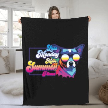 Discover Less Monday, More Summer | Beach Party Dog Lovers Fleece Blankets