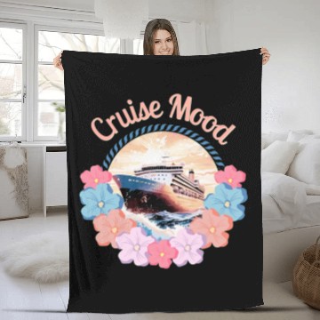 Discover Cruise Mood design with cruise ship and flowers Fleece Blankets
