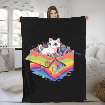Discover Rainbow LGBT Community Cutie Kitty Pride Lesbian Fleece Blankets