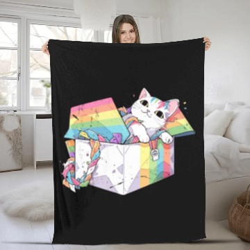 Discover Rainbow Cat Lover Cute Kitty Animal LGBT Community Fleece Blankets