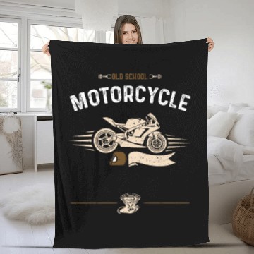 Discover Old School Motorcycle - Motorcycle Fleece Blankets