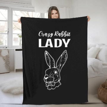 Discover Crazy Rabbit Lady Pet Lover Gift Fleece Blankets