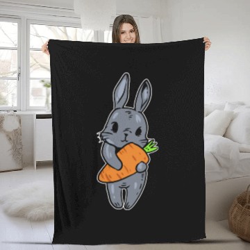 Discover Rabbit Holding Carrot Vegan Gift Blast Fleece Blankets