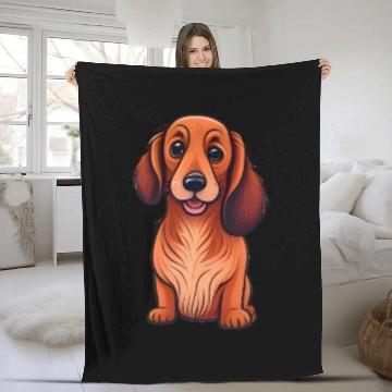 Discover Curious Dachshund Fleece Blankets