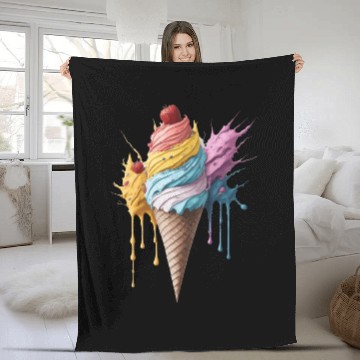Discover Fruity ice cream Fleece Blankets