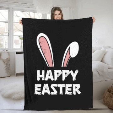 Discover Happy Easter Bunny Rabbit Ears Fleece Blankets