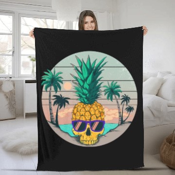 Discover Summer Pineapple Skull Fleece Blankets