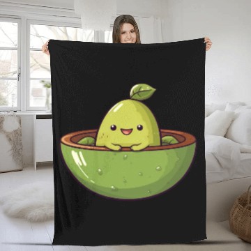 Discover Avocado meets Lime, Fresh Fruit Design Fleece Blankets
