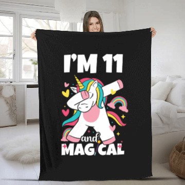 Discover I'm 11 and Magical Dabbing Kid Unicorn 11th 3D Fleece Blankets
