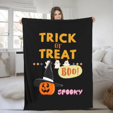 Discover Happy Halloween Trick Or Treat Witch Pumpkin Skull Fleece Blankets