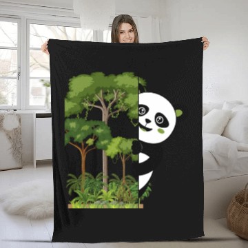 Discover panda bear in the forest Fleece Blankets
