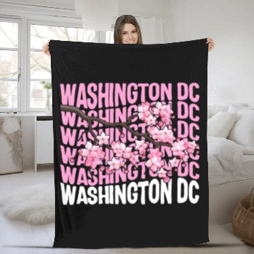 Discover Washington DC Fleece Blankets, Cherry Blossom Floral Pop
