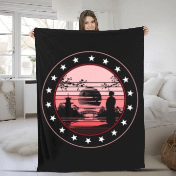 Discover Cherry Blossom Fleece Blankets, Vintage Sakura Kawaii Pop