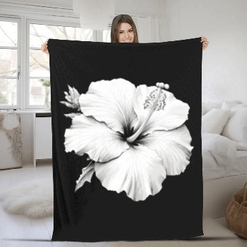 Discover Hibiscus Flower Sketch Fleece Blankets