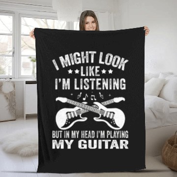 Discover Funny Guitar Player Guitarist Band Music Fleece Blankets