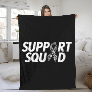 Discover Support Squad Zebra Ribbon Carcinoid Cancer Awaren Fleece Blankets