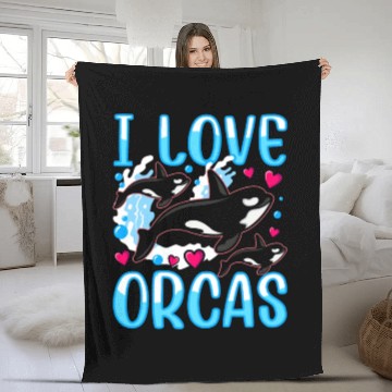 Discover I Love Orcas Whale Protect Orca Sea Fleece Blankets