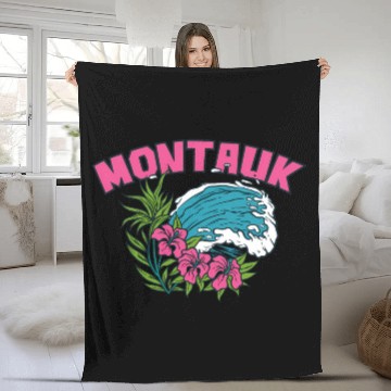 Discover Montauk New York Summer Nyc Tropical Montaukett Fleece Blankets