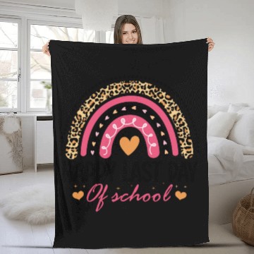 Discover Leopard Rainbow Last Day Of School Teacher Fleece Blankets