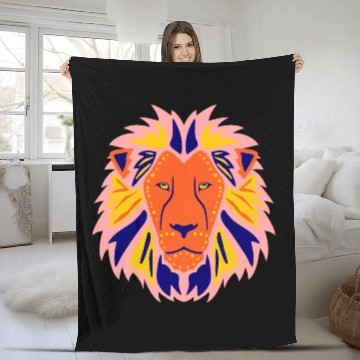 Discover lion head, cool , stylish. Fleece Blankets