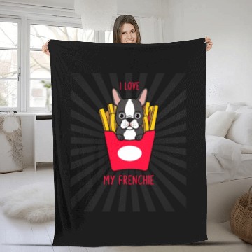 Discover Funny Dog I Love My Frenchie Fleece Blankets