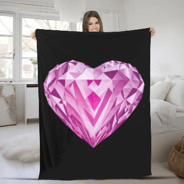 Discover Glossy pink diamond heart Fleece Blankets