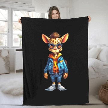 Discover Cute Giraffe Cartoon Fleece Blankets