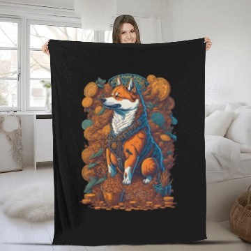 Discover Doge Coin Shiba Inu Crypto BTC Bitcoin Fleece Blankets