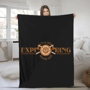 Discover never stop exploring; adventure awaits; travel Fleece Blankets