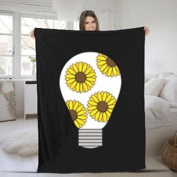 Discover Light Bulb With Yellow Sunflowers Fleece Blankets