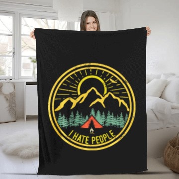 Discover Camping I Hate People Funny Camp Lovers Fleece Blankets