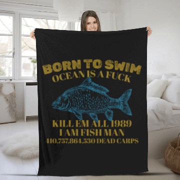 Discover Born To Swim Kil Em All Fleece Blankets