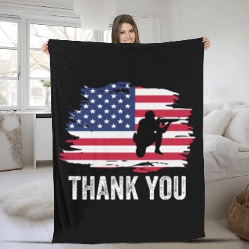 Discover Thank You Us Flag Memorial Day Fleece Blankets