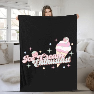 Discover Ice Cream Enthusiast, Happy Summer Holiday Fleece Blankets