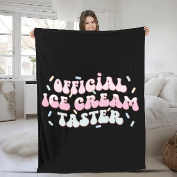 Discover Official Ice Cream Taster, Happy Summer Holiday Fleece Blankets