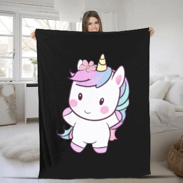 Discover Cute Dancing Unicorn, Joyful Fantasy Design Fleece Blankets
