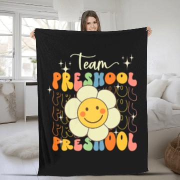 Discover Happy Back To School Team Pre K Preschool Teacher Fleece Blankets