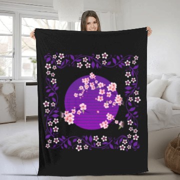 Discover Cherry Blossom Fleece Blankets, Aesthetic Vaporwave Sakura
