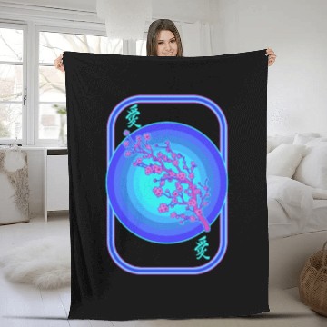 Discover Cherry Blossom Fleece Blankets, Vaporwave Sakura Flowers
