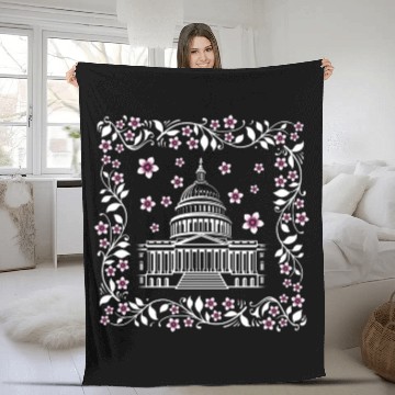 Discover Washington DC Fleece Blankets, Capital City White House