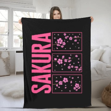 Discover Cherry Blossom Fleece Blankets, Sakura Kawaii Pop Culture