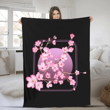 Discover Cherry Blossom Fleece Blankets, Pink Sakura Kawaii