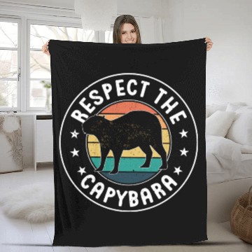 Discover Retro Respect The Capybara Capybara Lover Meme Fleece Blankets
