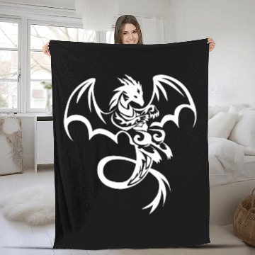 Discover Tribal Dragon Tattoo Fleece Blankets