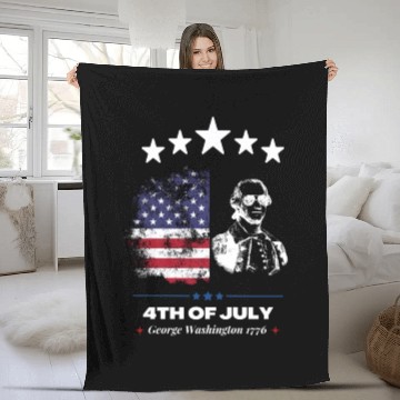 Discover Happy 4th Of July Suck England George Washington Fleece Blankets