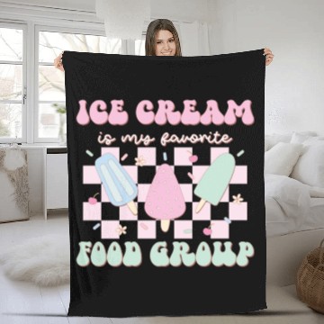 Discover Ice Cream Is My Favorite Food Group Summer Holiday Fleece Blankets