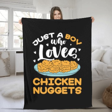 Discover Just A Boy Who Loves Chicken Nuggets Fleece Blankets