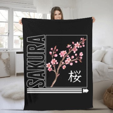 Discover Cherry Blossom Fleece Blankets, Sakura Kawaii Pop Culture